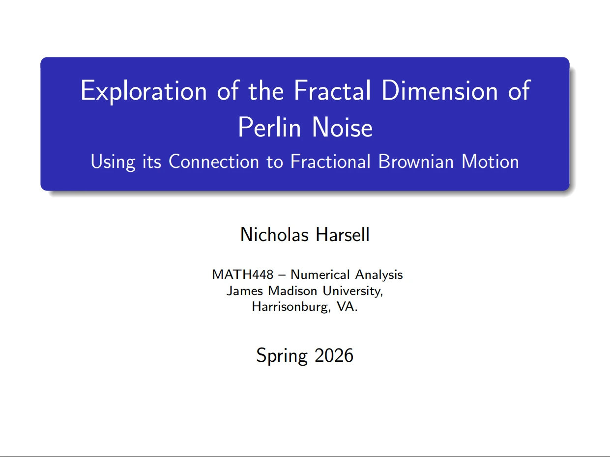 Slide 1 of Fractional Dimensions of Layered Perlin Noise